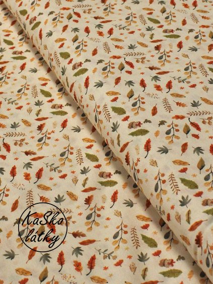 Bavlněná látka podzimní lístky