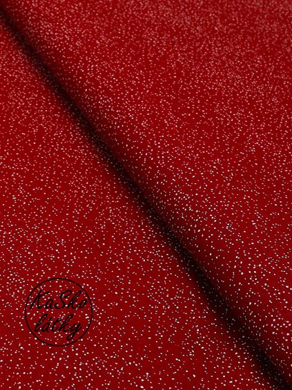 Bavlněná látka bilý prach na červené