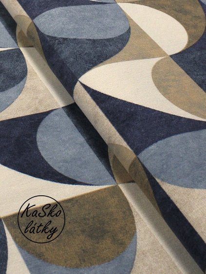 Režná látka modré geometrické tvary