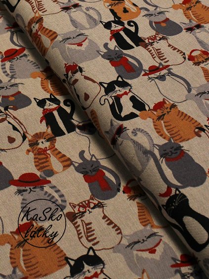 Zbytek - Režná látka kočky  55 x 140 cm