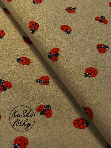 Zbytek - Režná látka berušky  65 x 130 cm