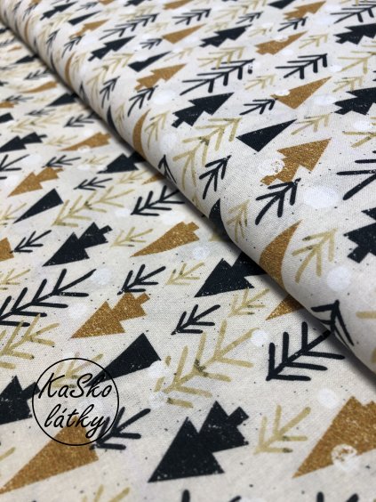 Zbytek - Bavlněná látka stromy  50 x 150 cm