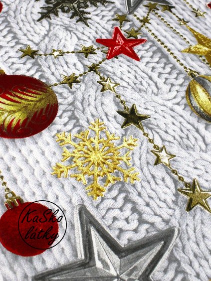 Zbytek - Ubrusovina vánoční ozdoby  60 x 50 cm