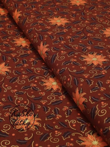 Zbytek - Bavlněná látka vánoční hvězdy  35 x 145 cm