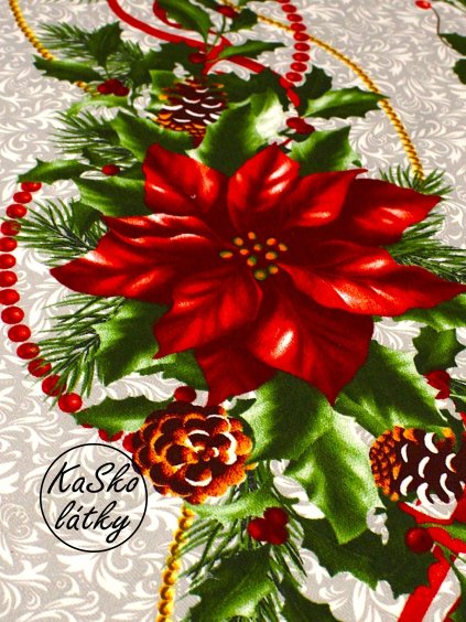 Zbytek - Ubrusovina vánoční hvězdy  90 x 50 cm