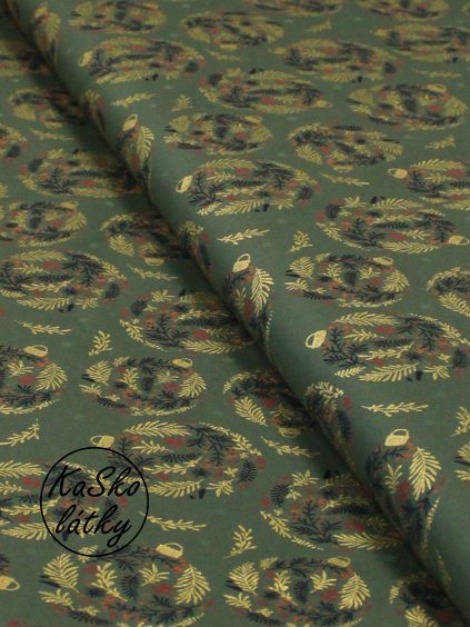 Zbytek - Bavlněná látka baňky na zelené  25 x 145 cm