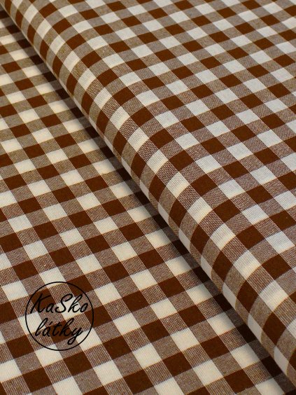 Zbytek - Kanafas hnědá kostka  25 x 140 cm