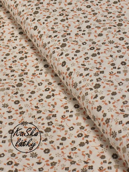 Zbytek - Bavlněná látka růžovo-béžové kytky  70 x 140 cm