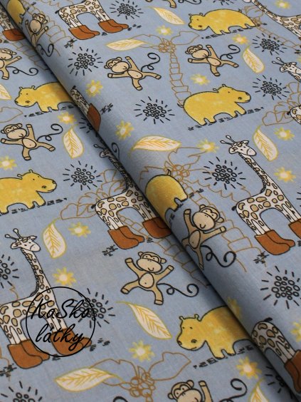 Zbytek - Bavlněná látka africká zvířátka  60 x 140 cm