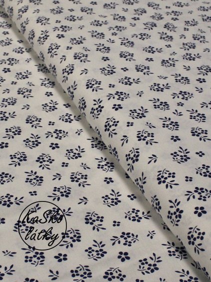 Bavlněná látka modré lístky