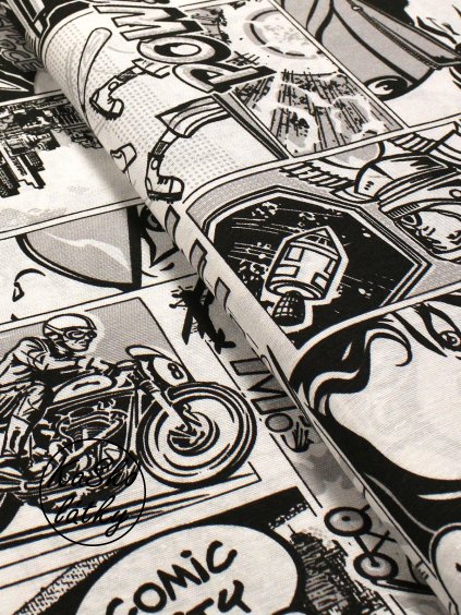 Režná látka černobílý komiks