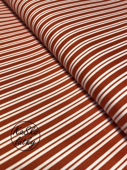 Zbytek - Bavlněná látka různě široký cihlový proužek  25 x 147 cm