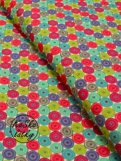 Zbytek - Bavlněná látka knoflíky  35 x 115 cm