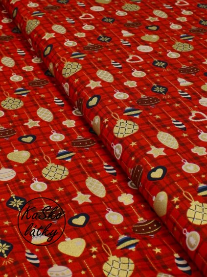 Zbytek - Bavlněná látka vánoční ozdoby  40 x 145 cm