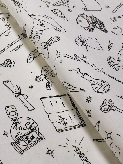 Bavlněná látka omalovánky kouzelník