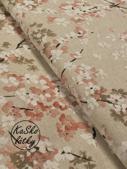 Režná látka rozkvetlá třešeň