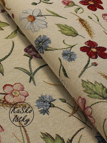 Gobelínová tkanina polní kvítí