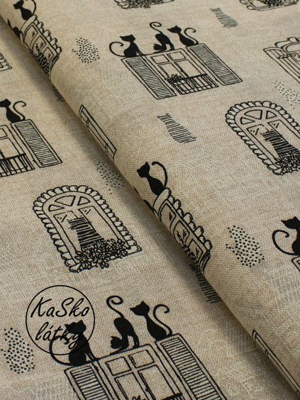 Režná látka kočky na oknech