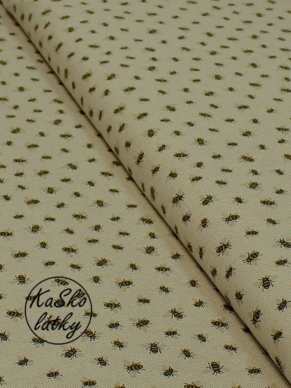Zbytek - Režná látka včelky  40 x 140 cm