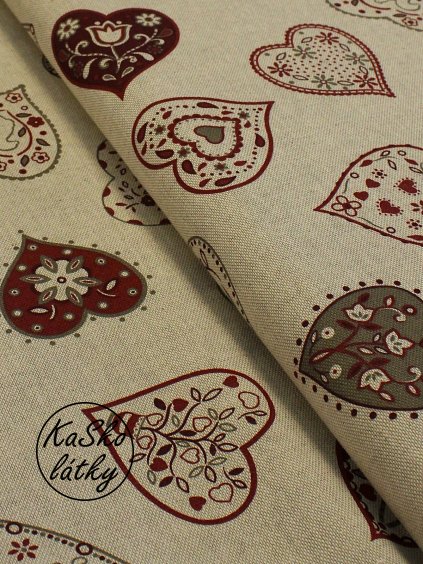 Režná látka folklorní srdce