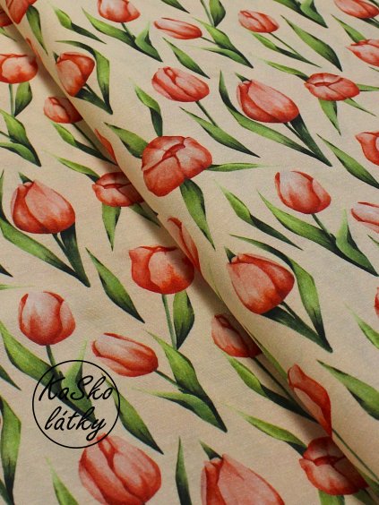 Režná látka tulipány