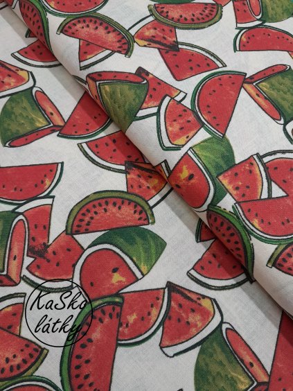 Zbytek - Bavlněná látka vodní meloun  30 x 140 cm