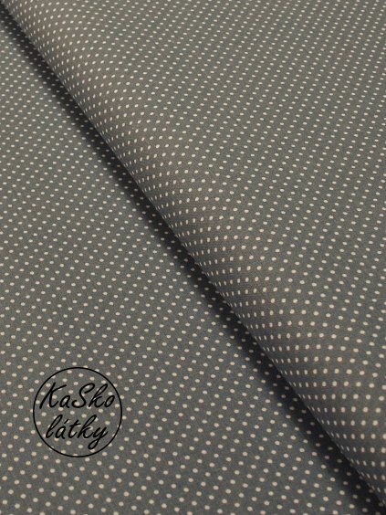 Zbytek - Bavlněná látka bílý puntík na šedé  40 x 150 cm