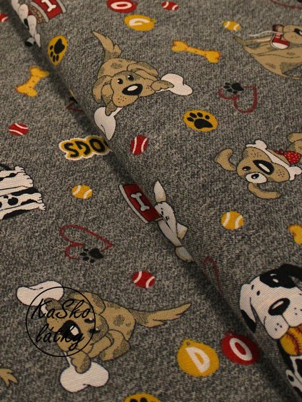 Zbytek - Režná látka psi  40 x 140 cm