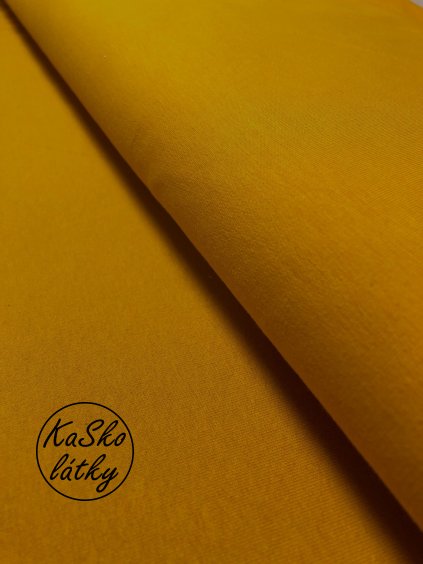 Zbytek - Bavlněná teplákovina hořčicová  60 x 180 cm