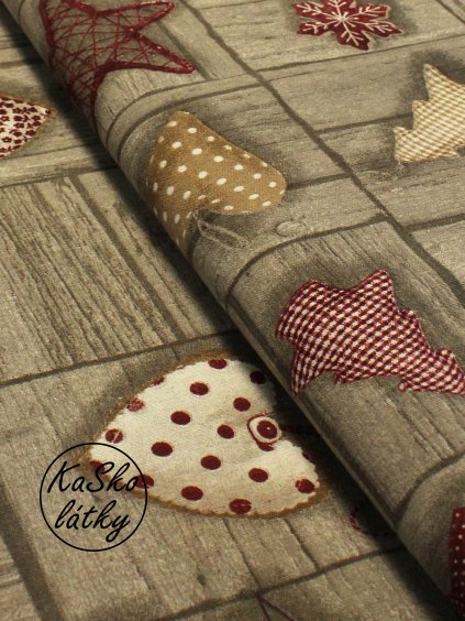 Režná látka hvězdy a srdíčka