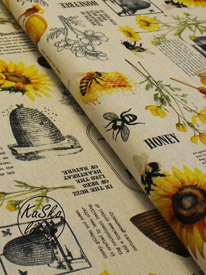 Režná látka včelky a slunečníce