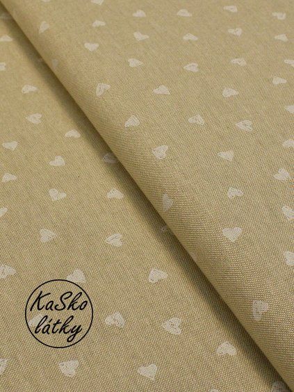 Zbytek - Režná látka bílá srdíčka  35 x 140 cm