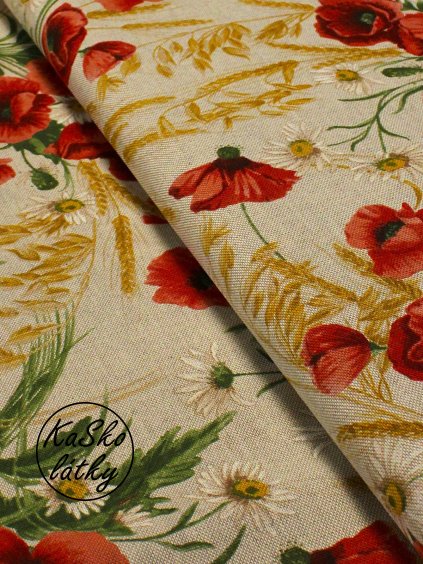 Režná látka vlčí máky na režné