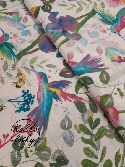 Bavlněná látka kolibříci