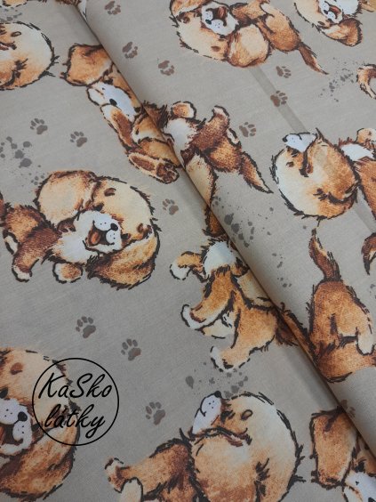 Bavlněná látka pejsci