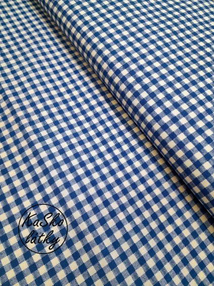 Bavlněná látka modro-bílá kostka