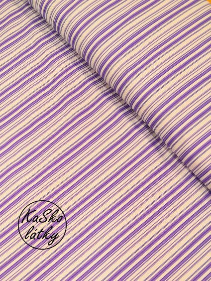 Bavlněná látky fialové pruhy