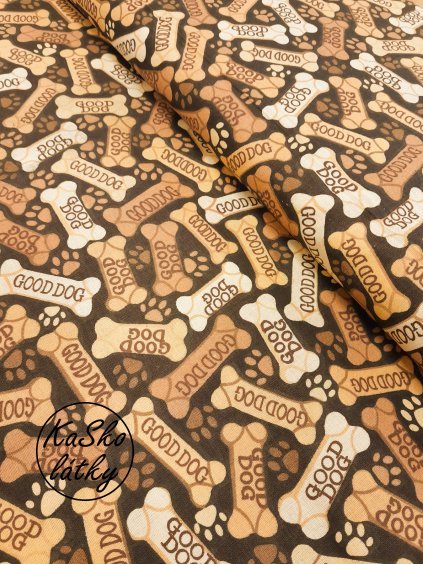 Bavlněná látky kosti pro psy na hnědé