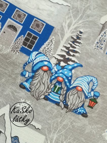 Vaflovina modří trpaslíci na šedé