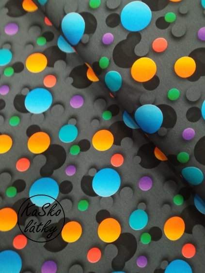 Bavlněná teplákovina barevné puntíky