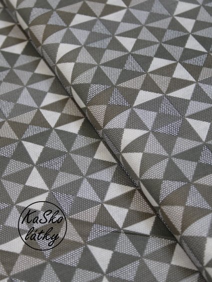 Bavlněná látka šedé trojúhelníky