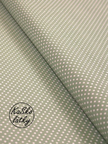 Bavlněná látka bílý puntík na mentolové