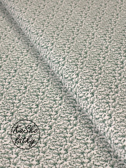 Bavlněná látka zelené lístky