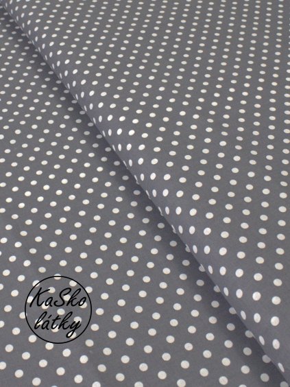 Bavlněná látka bílý puntík na šedé