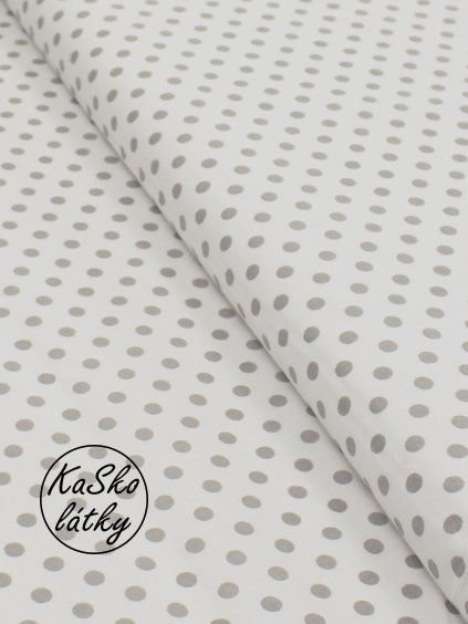 Bavlněná látka šedý puntík na bílé
