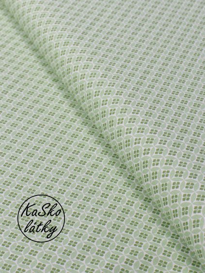 Bavlněná látka zelené květy v kolečku