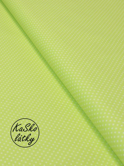 Bavlněná látka puntík na světle zelené