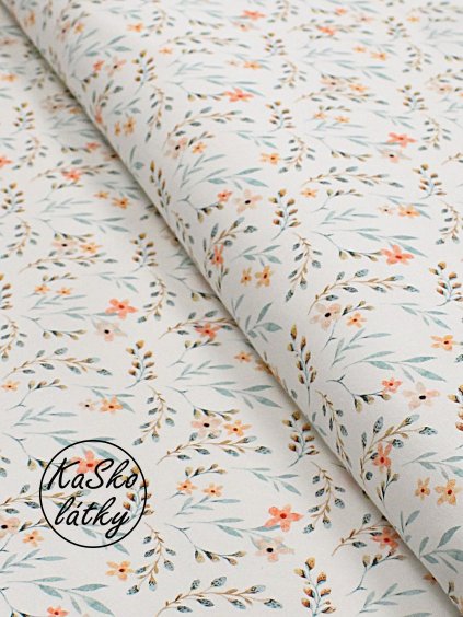 Bavlněná látka kvítky a kočičky