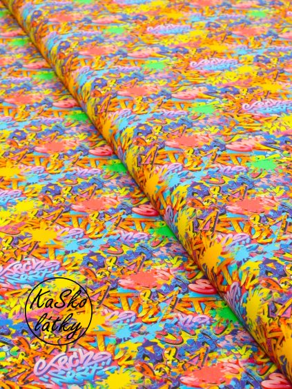 Bavlněná látka graffiti