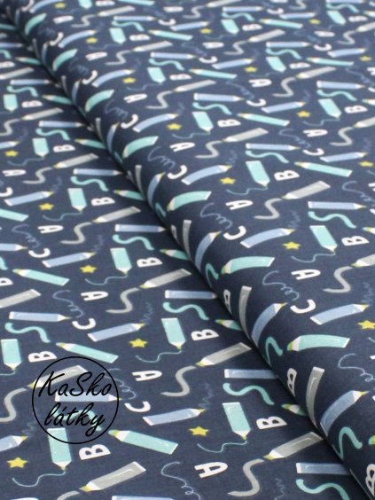 Bavlněná látka fixy a písmenka